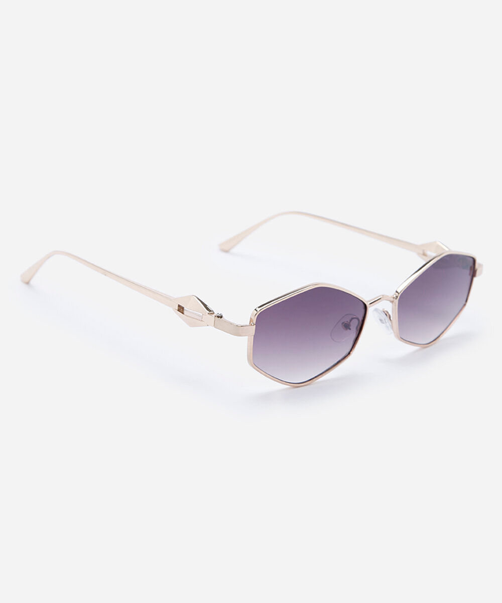 óculos de sol feminino redondo de metal triton dourado