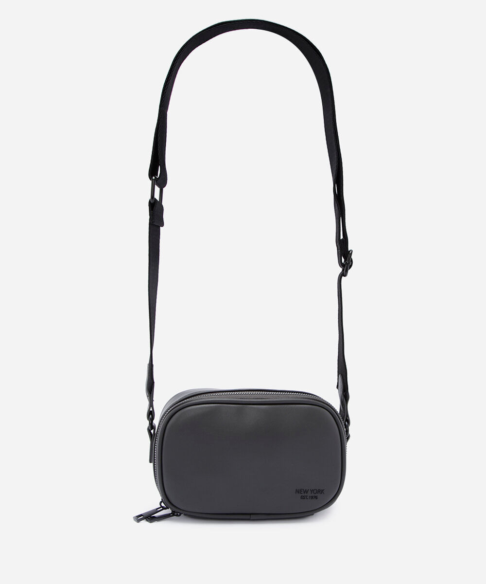bolsa shoulder bag masculina retangular de pu cinza