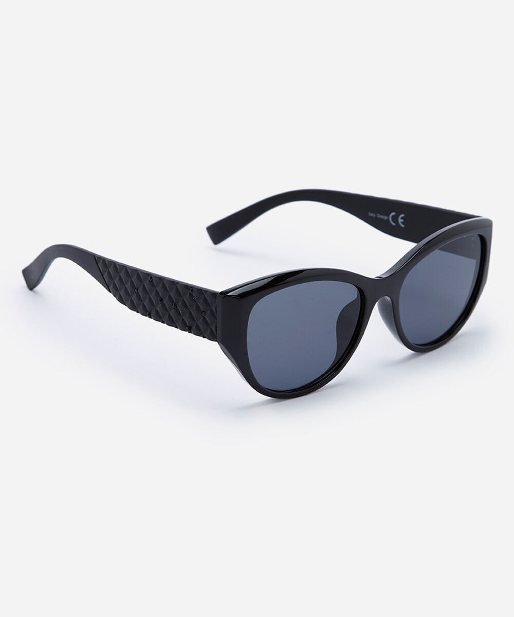 óculos de sol feminino oval de acetato preto