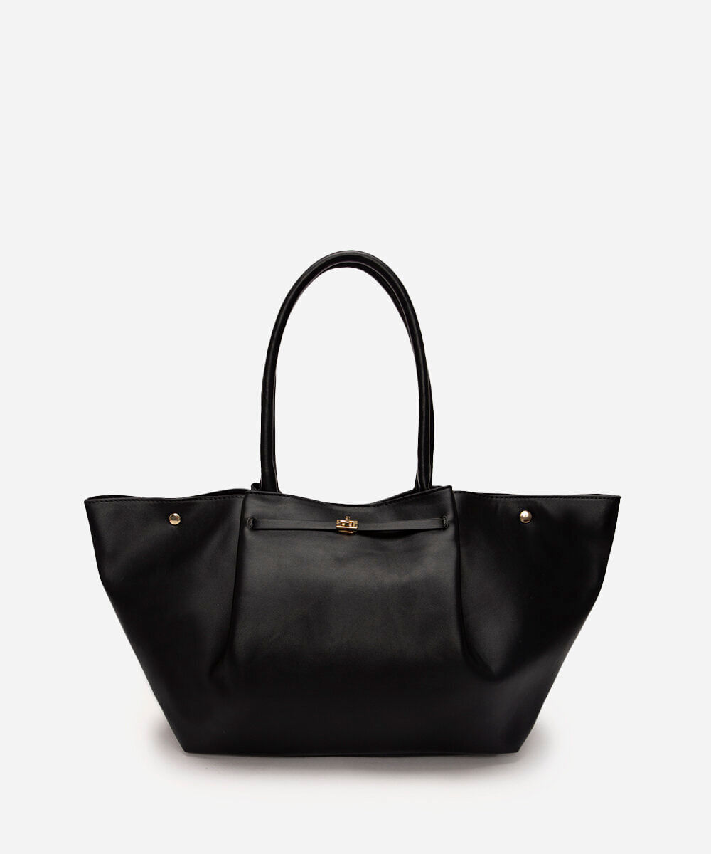 bolsa shopper com alça estruturada preta