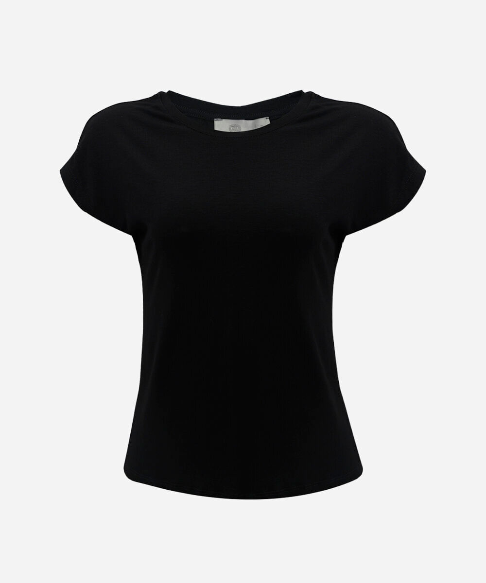 blusa feminina de viscose decote redondo preta