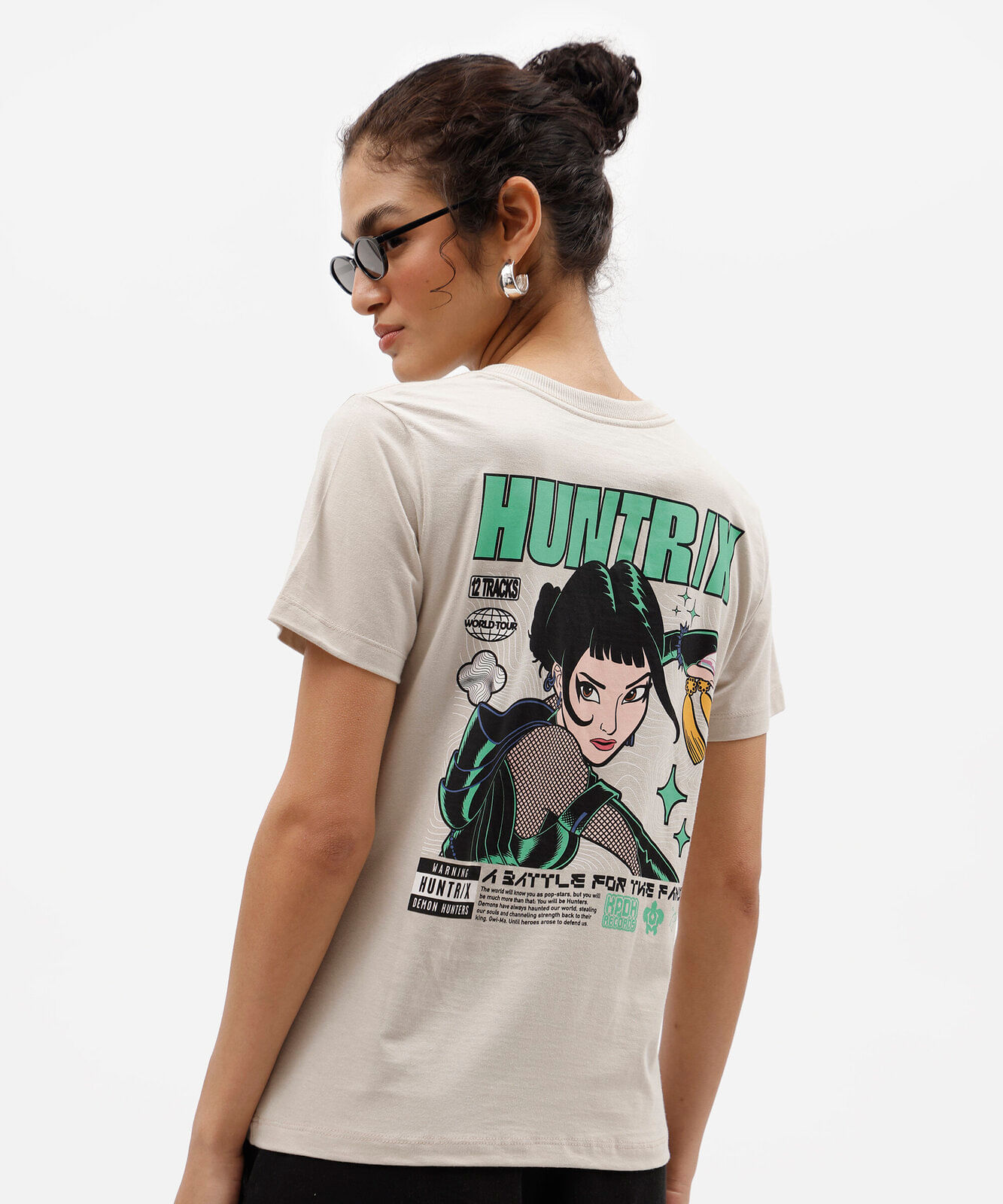 camiseta feminina de algodão manga curta guerreiras do kpop cinza