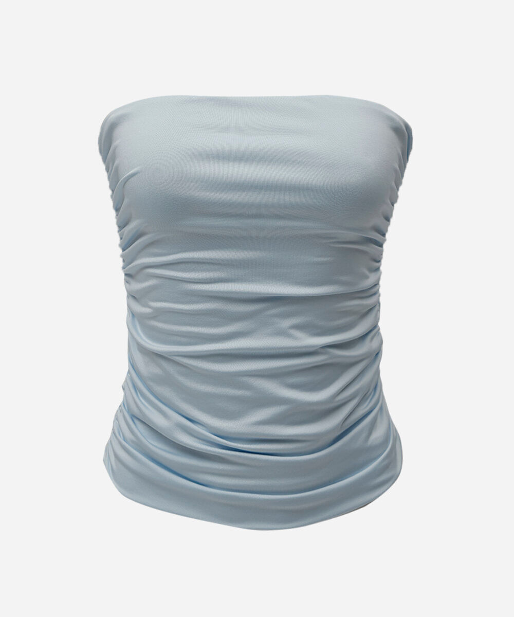 cropped feminino drapeado em malha azul