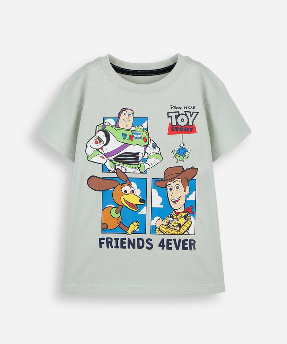 camiseta infantil de algodão manga curta toy story verde