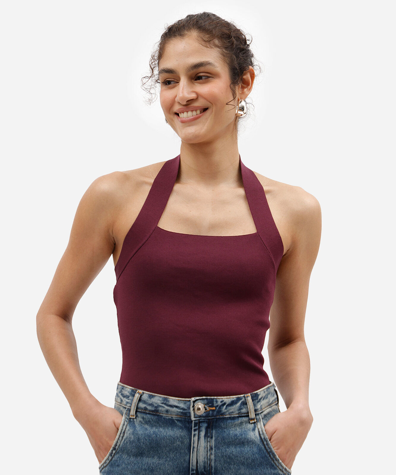 blusa frente única feminina de tricot roxa