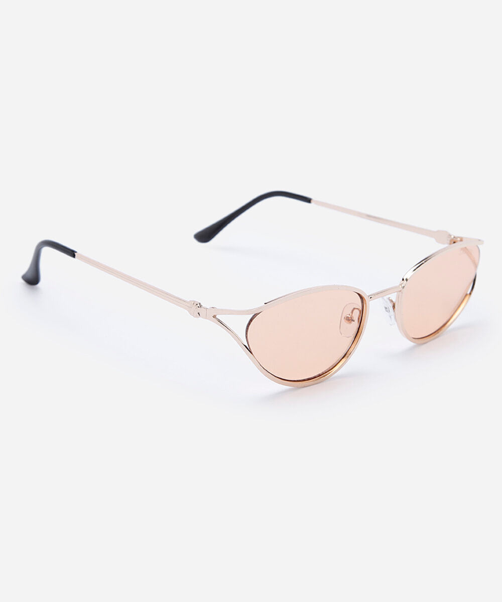 óculos de sol oval feminino de metal triton dourado
