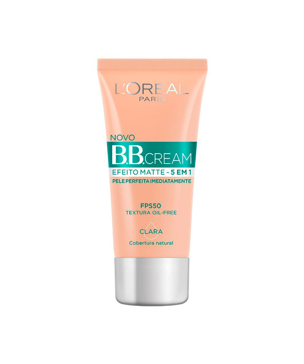 base bb cream loréal paris efeito matte cor clara fps 50 30ml