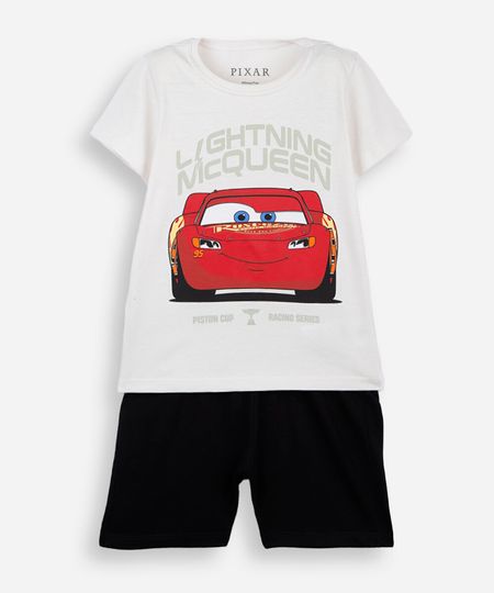 conjunto infantil curto carros off white 1