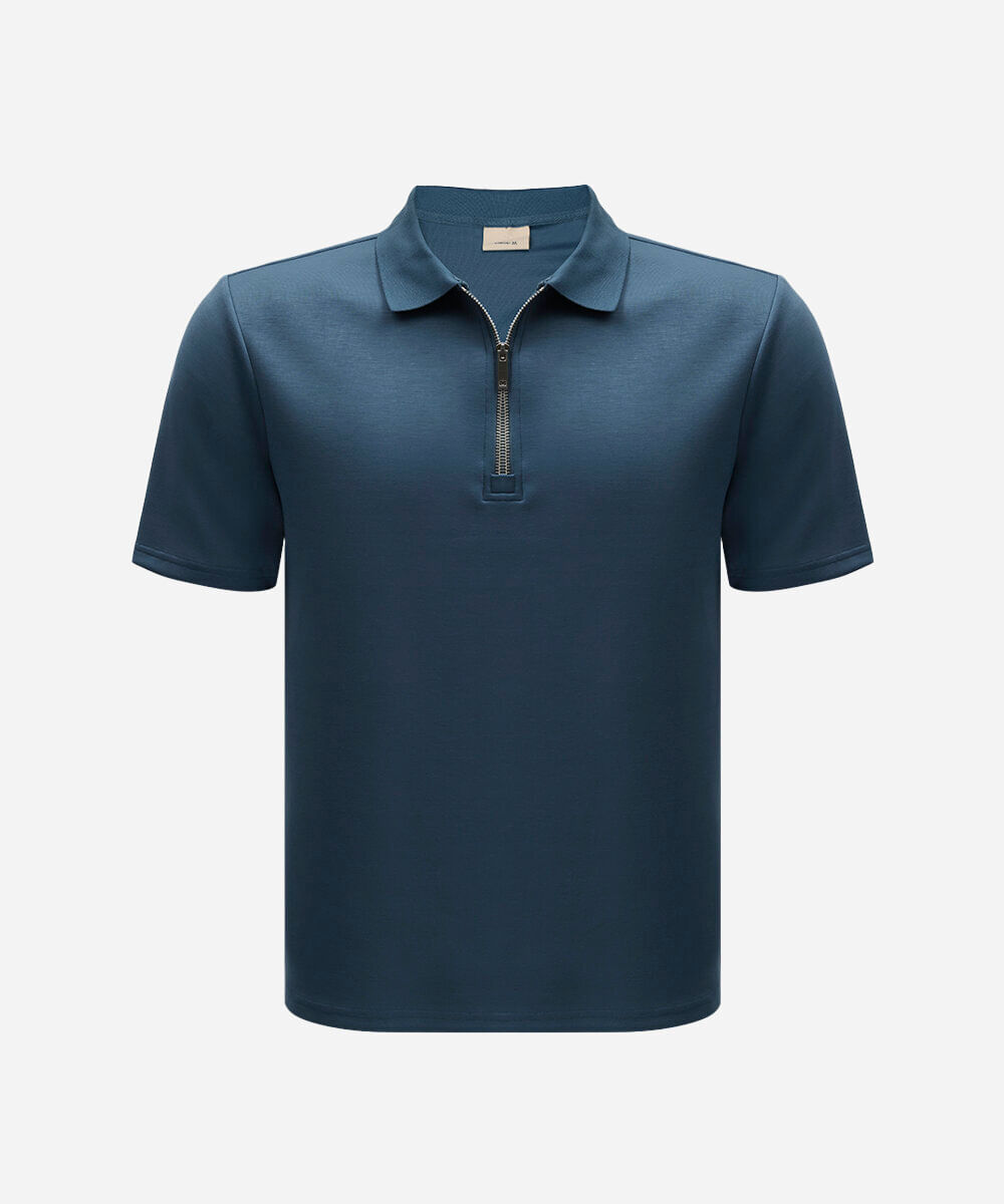 polo masculina com viscose manga curta azul