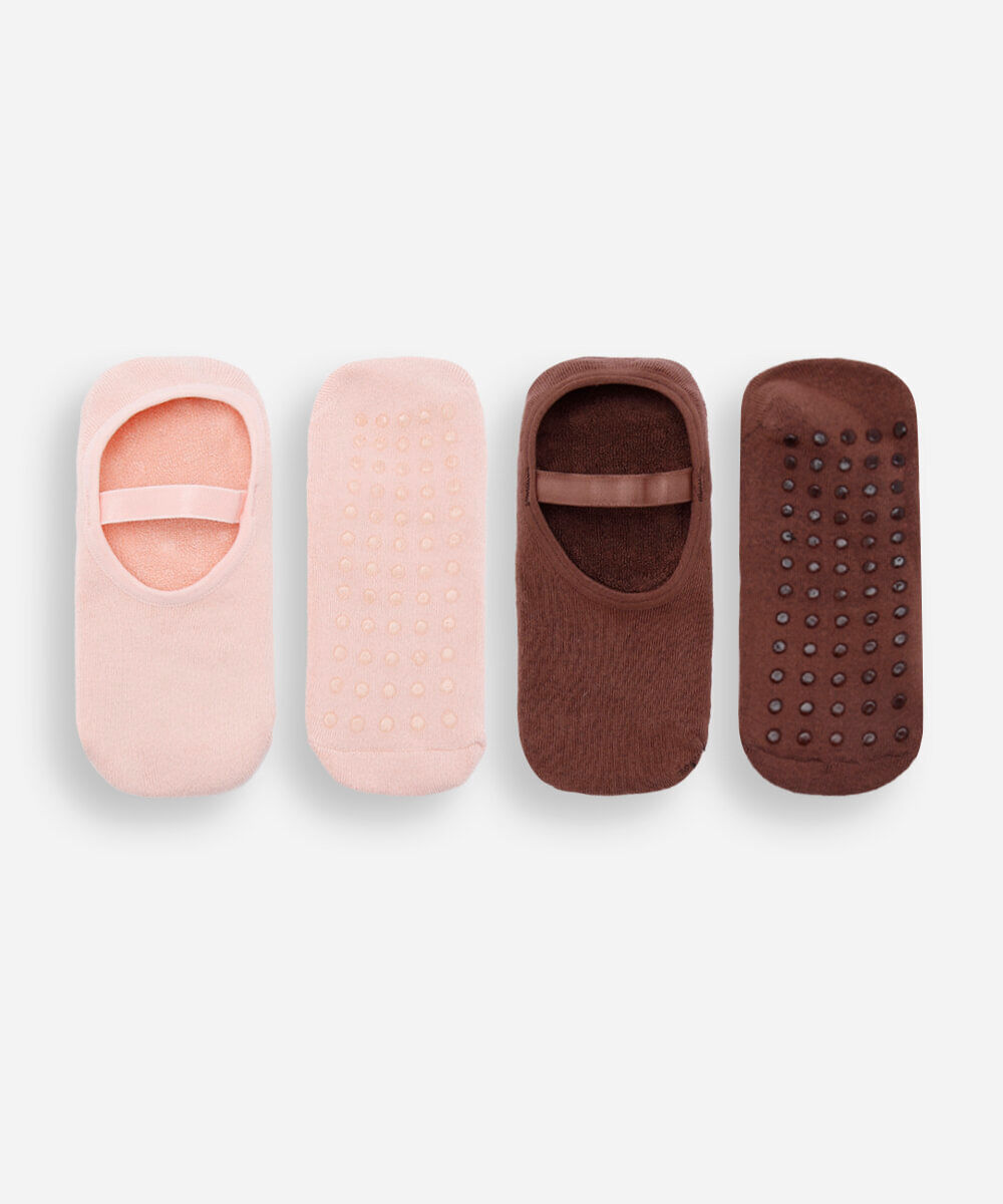 kit de 2 meias sapatilha feminina antiderrapante colorido