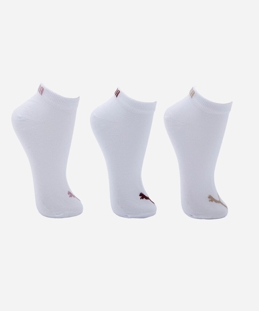 kit de 3 meias cano curto feminino puma branca