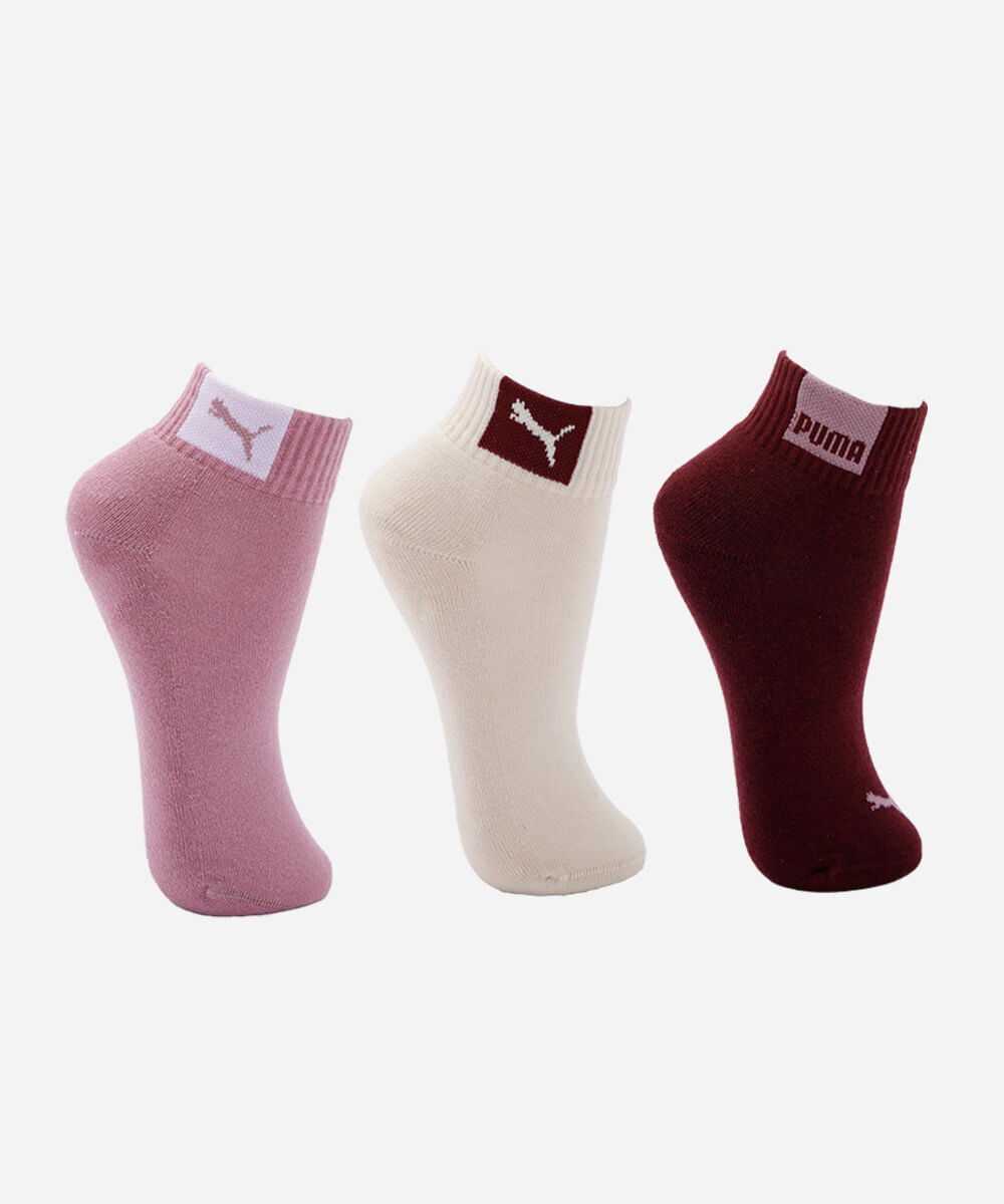 kit de 3 meias cano médio feminino puma colorido