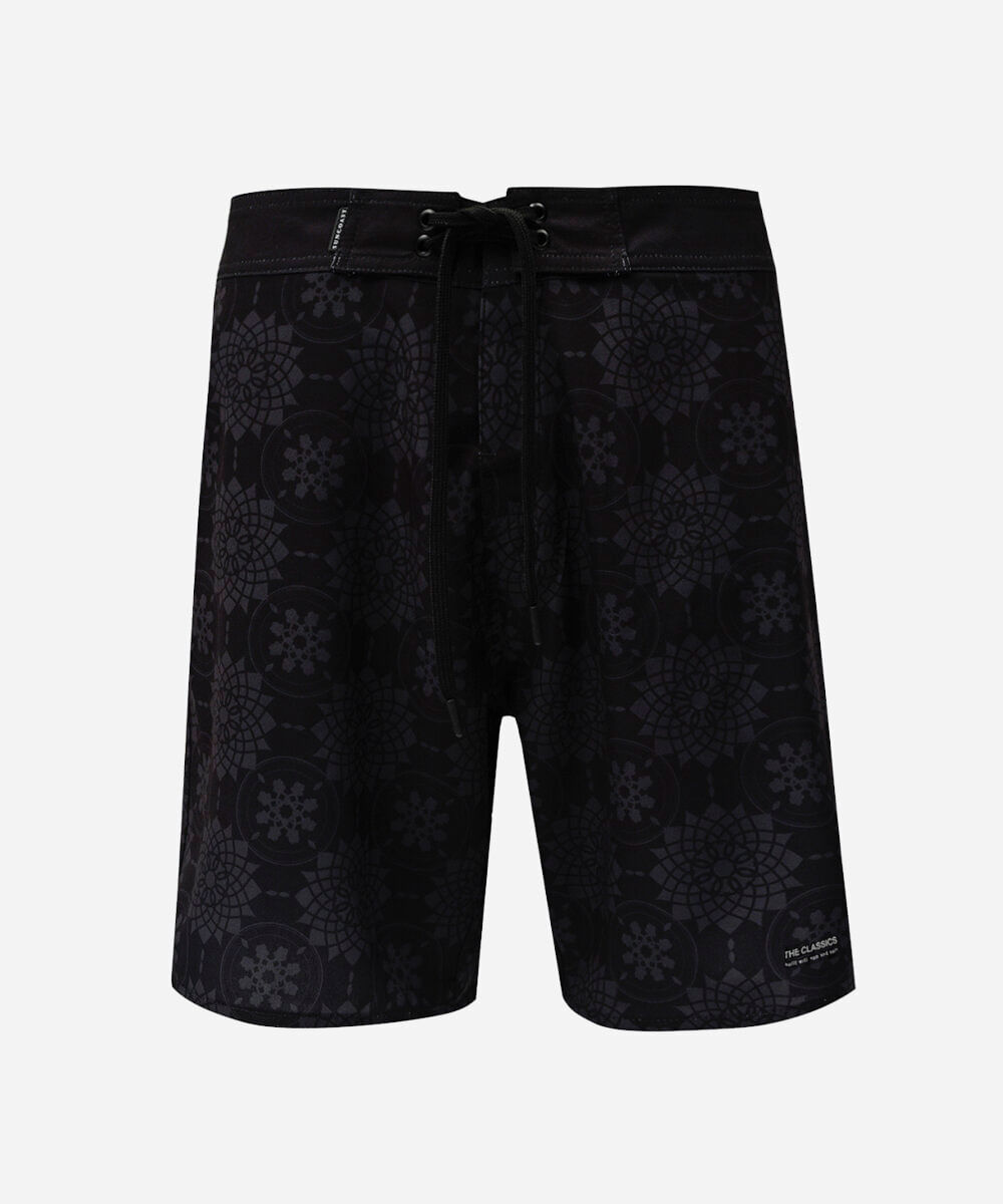 short boardshort masculino estampado preto