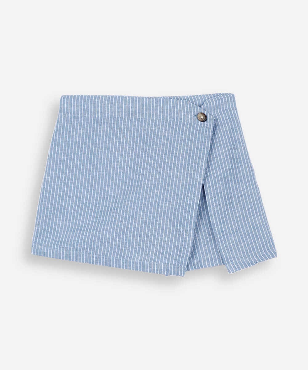 short saia infantil com linho listrado colorido