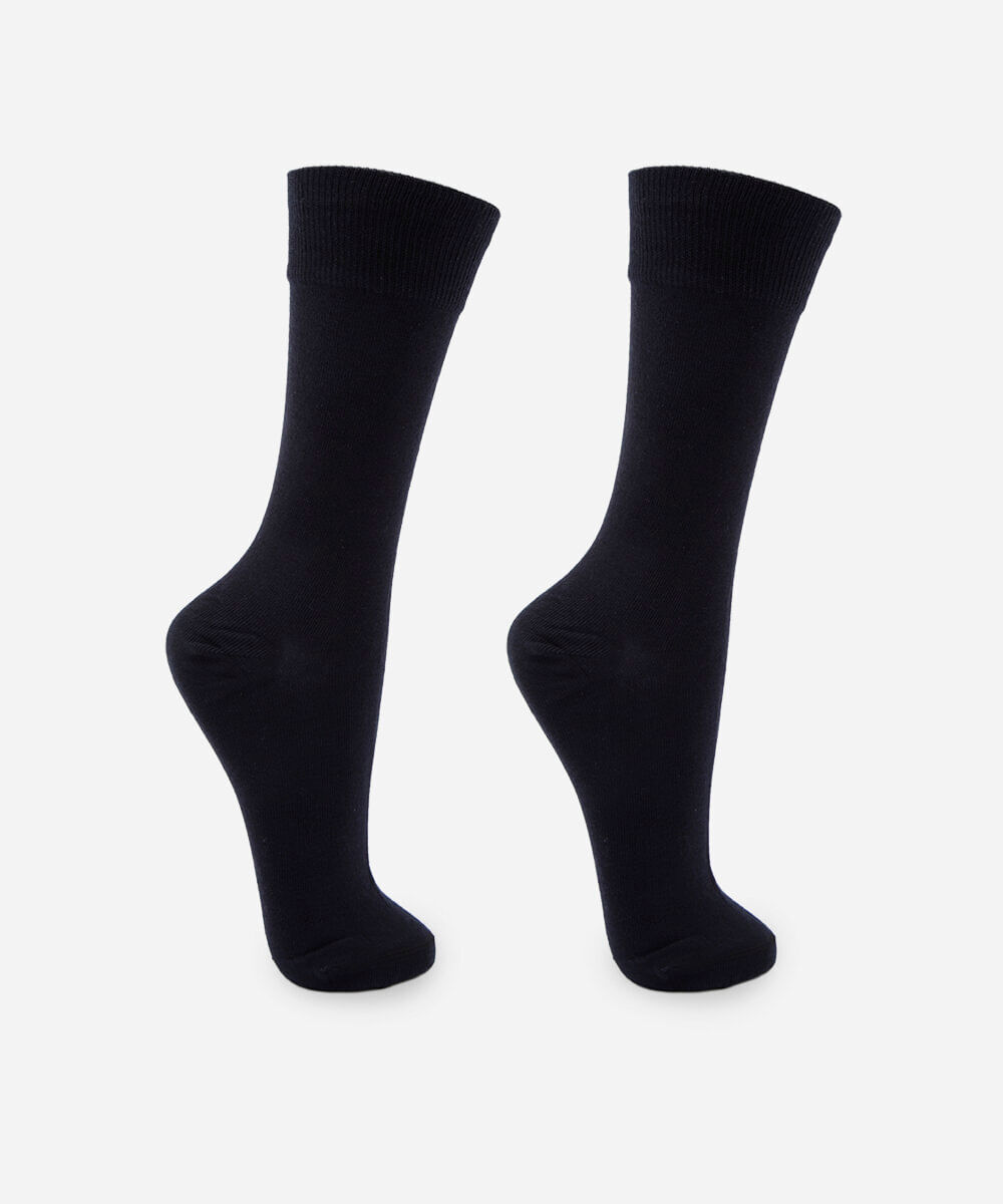 kit de 2 meias cano alto masculinas social lupo preto