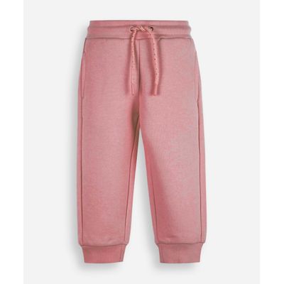 calça infantil jogger básica moletom rosa