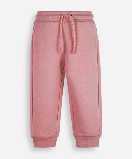 calça infantil jogger básica moletom rosa 2