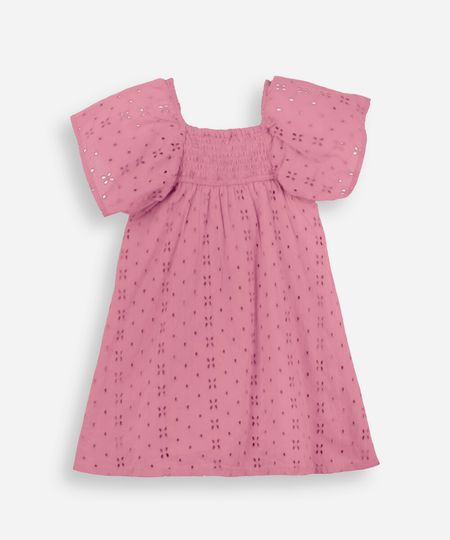 vestido infantil de laise elástico costas rosa 2