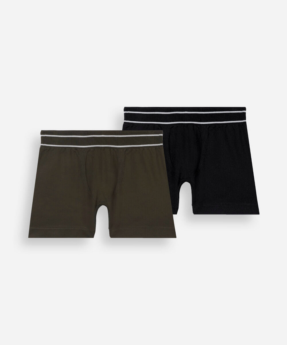 kit de 2 cuecas boxer infantil sem costura colorido