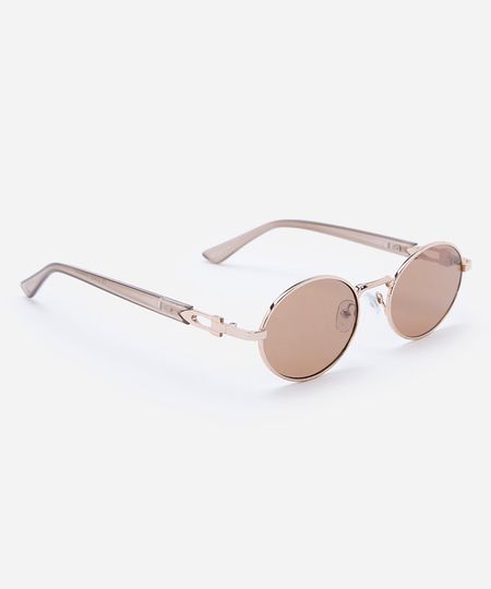 óculos de sol unissex oval de metal dourado UNICO