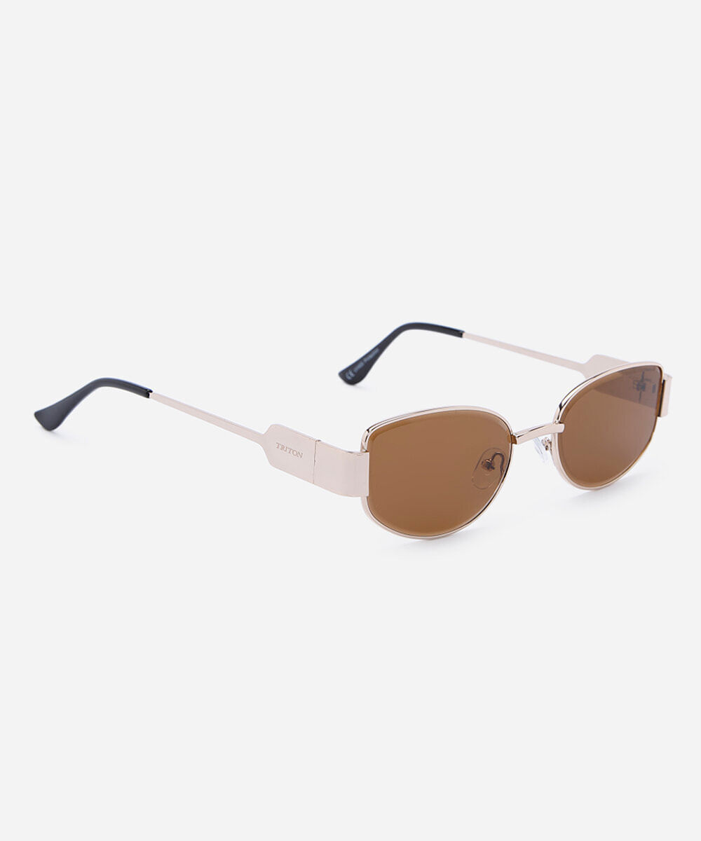 óculos de sol feminino quadrado de metal triton dourado