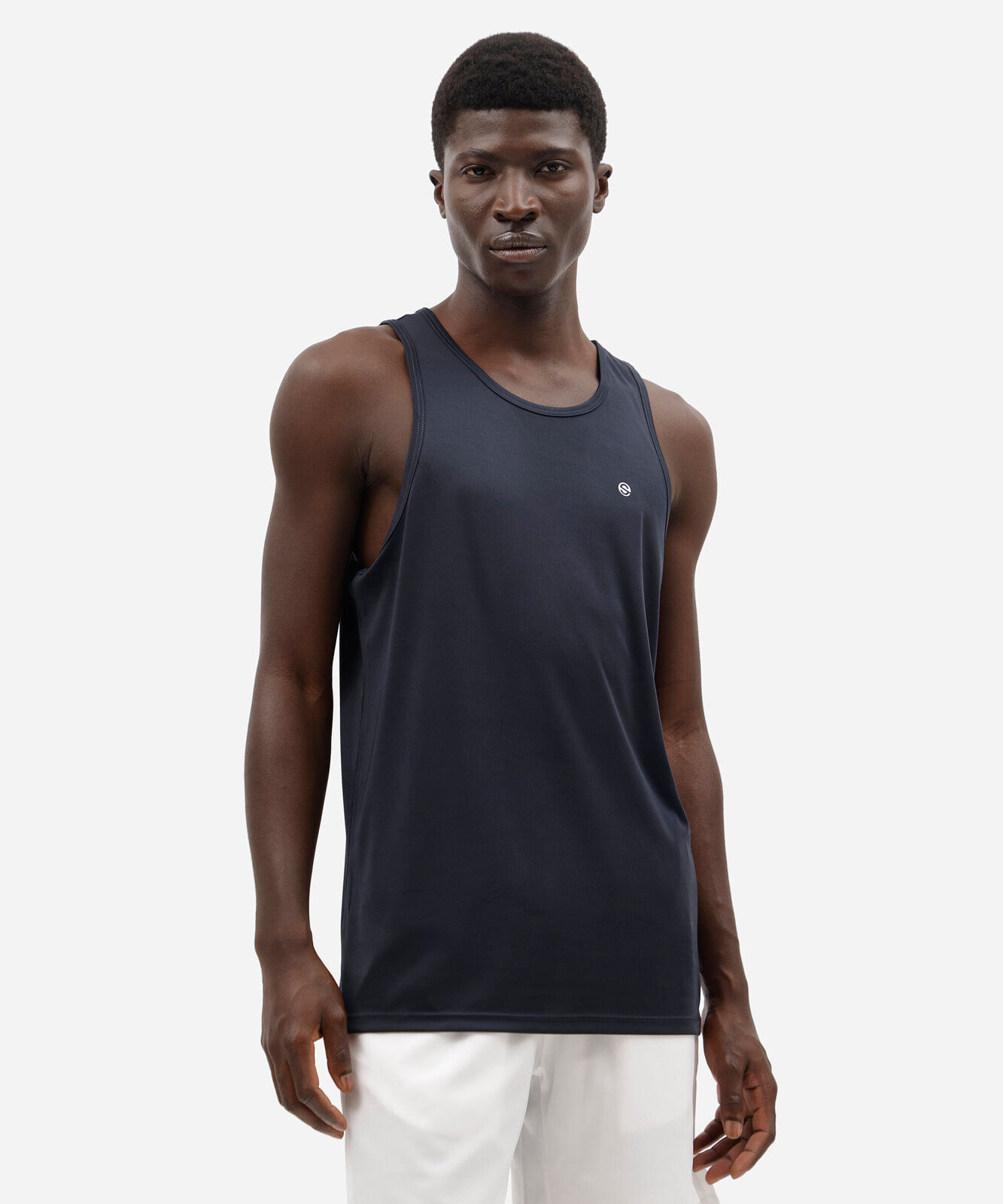 Regata Masculina Esportiva Básica Gola Careca Azul Marinho