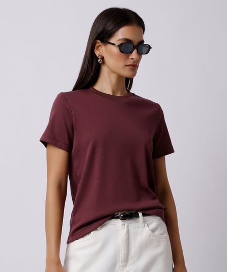 camiseta feminina de algodão slim mindset roxa P