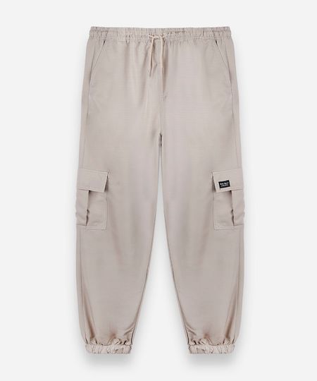 calça jogger cargo juvenil cós elástico bege 12