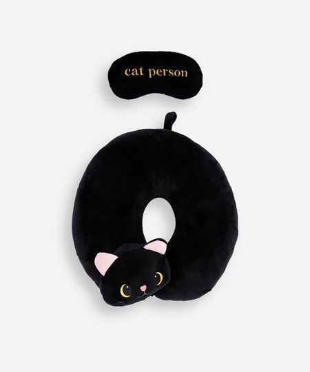 apoio de pescoço feminino com máscara gato preto UNICO