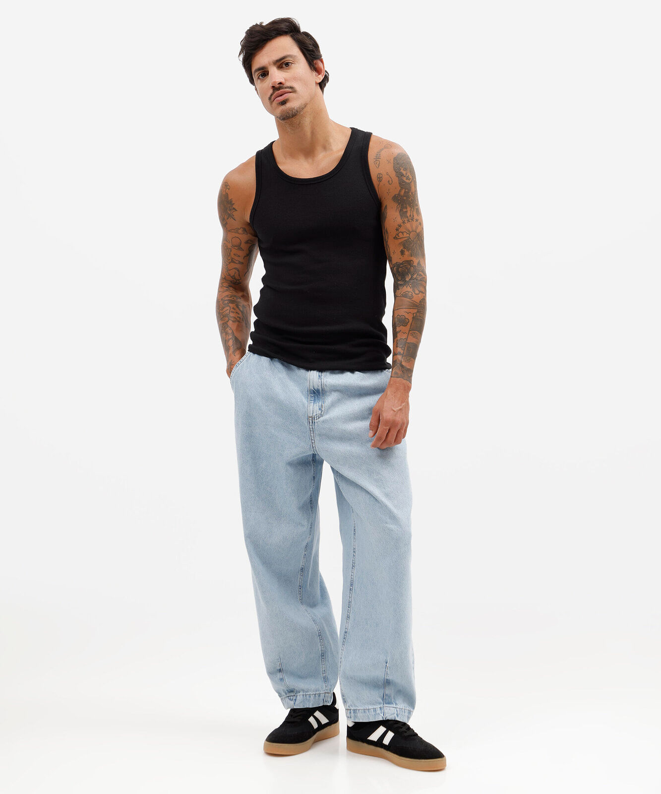 calça barrel masculina jeans azul