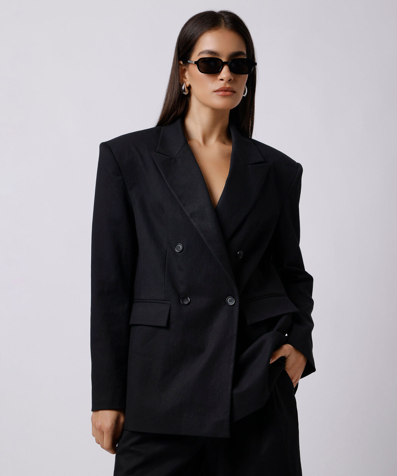 blazer oversized feminino de alfaiataria mindset preto
