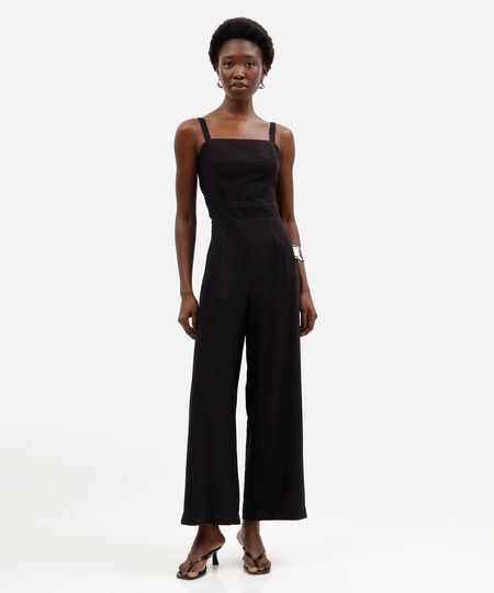 macacão feminino de viscose com recorte preto M