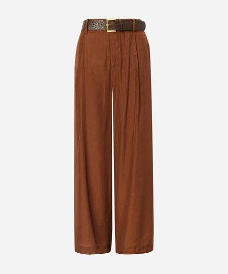 calça wide leg feminina com cinto marrom 34