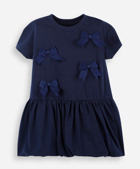 vestido balonê infantil de algodão com laços azul 2