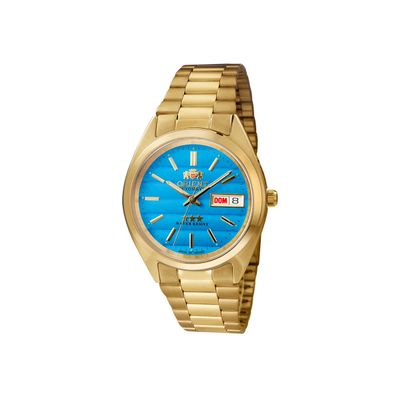 relógio masculino orient automático analógico calendário 469wc2nh d1kx dourado