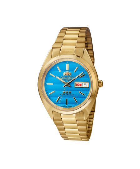 relógio masculino orient automático analógico calendário 469wc2nh d1kx dourado UNICO