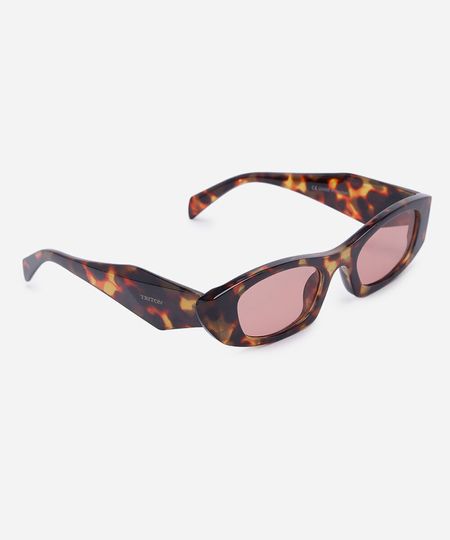 óculos de sol feminino gatinho de acetato tartaruga triton marrom UNICO