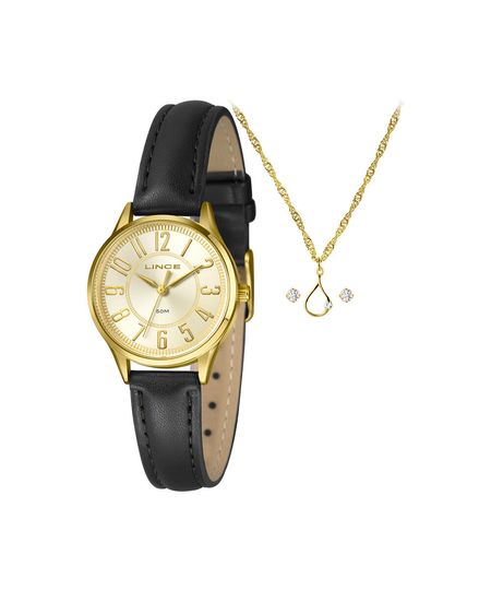 kit relógio feminino lince analógico lrch238l30 k0fyc2px dourado UNICO