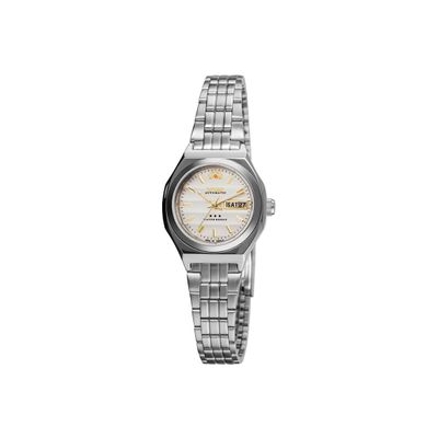 relógio feminino orient automático analógico calendário 559wa1nh b1sx prateado