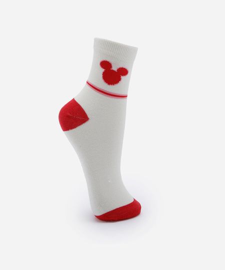 meia cano médio feminina mickey off white 34-39