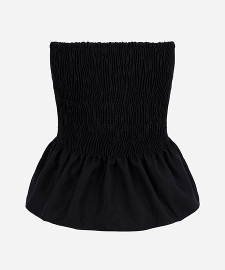 blusa sem alça juvenil com lastex peplum preta 16
