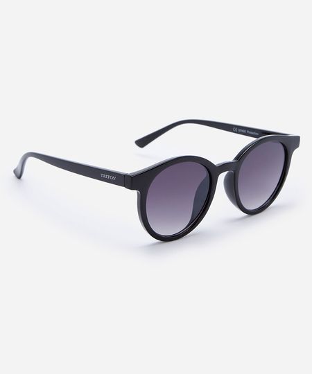 óculos de sol unissex redondo de acetato triton preto UNICO