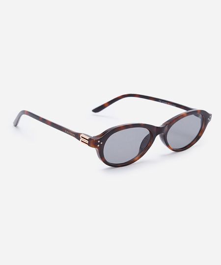 óculos de sol feminino oval de acetato tartaruga triton marrom UNICO