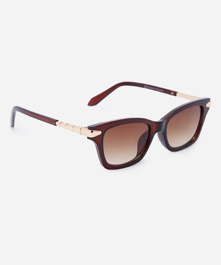 óculos de sol feminino quadrado de acetato triton marrom UNICO