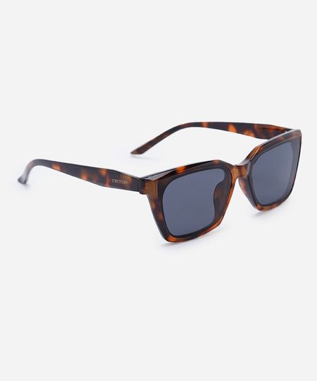 óculos de sol feminino quadrado de acetato tartaruga triton marrom UNICO