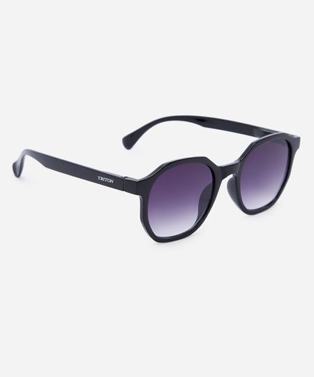 óculos de sol feminino redondo de acetato triton preto UNICO