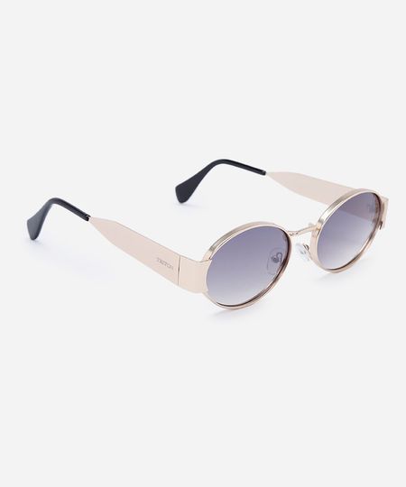 óculos de sol feminino redondo de metal triton dourado UNICO