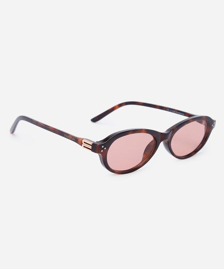 óculos de sol oval feminino de acetato tartaruga triton marrom UNICO