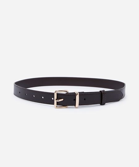 cinto feminino de pu com fivela quadrada marrom P