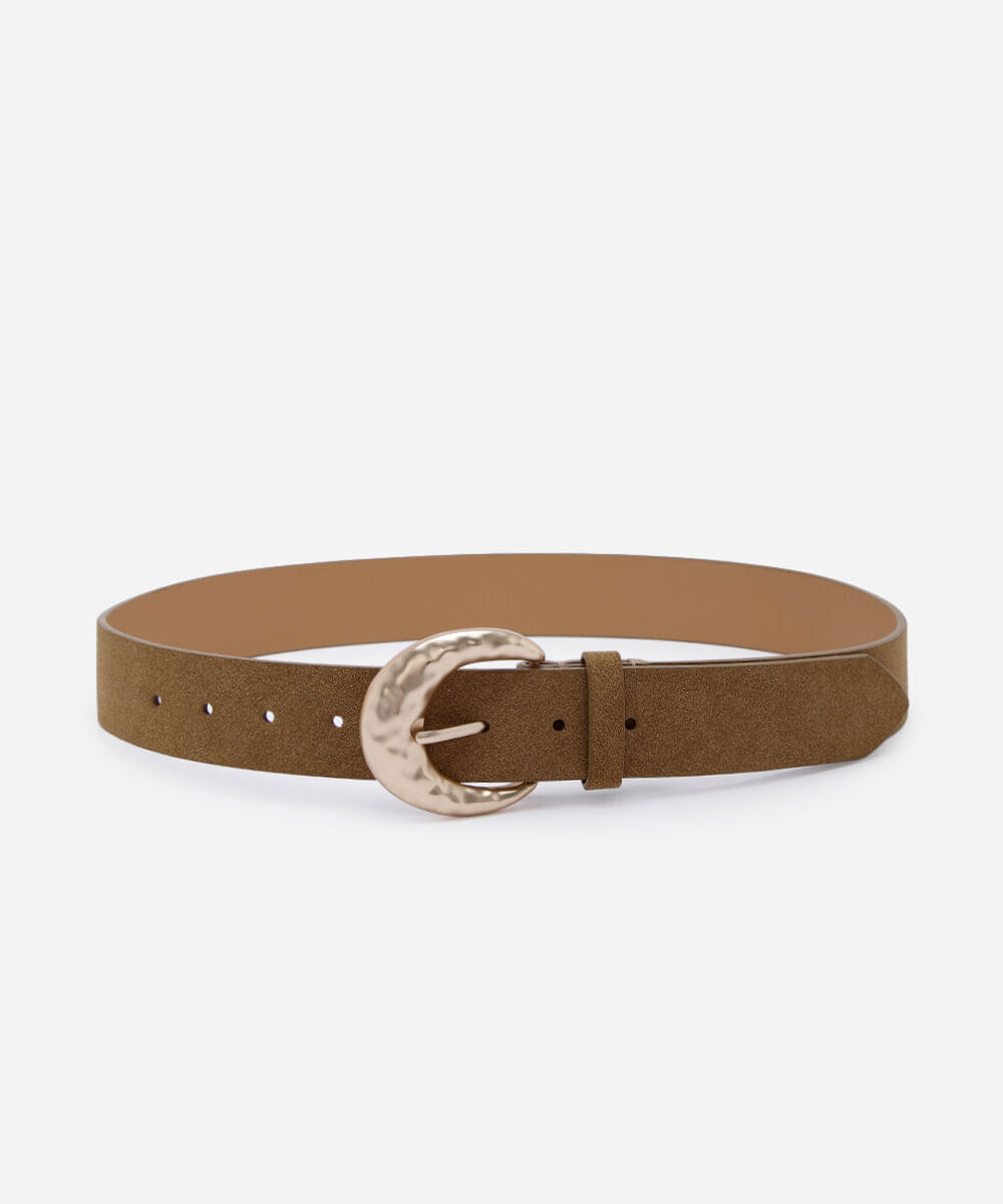 cinto largo feminino com fivela texturizada bege